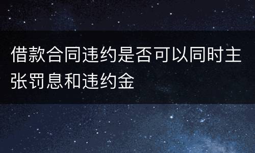 借款合同违约是否可以同时主张罚息和违约金