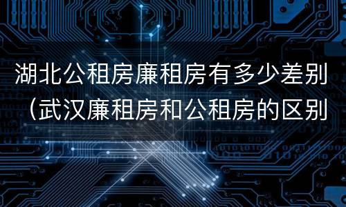 湖北公租房廉租房有多少差别（武汉廉租房和公租房的区别）