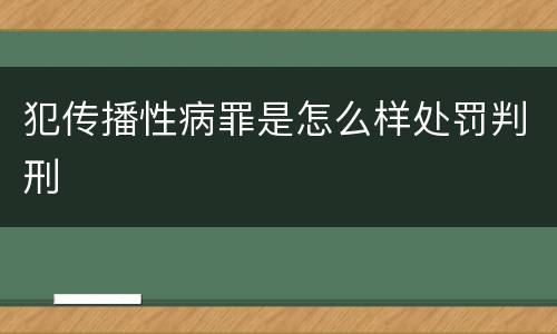 犯传播性病罪是怎么样处罚判刑