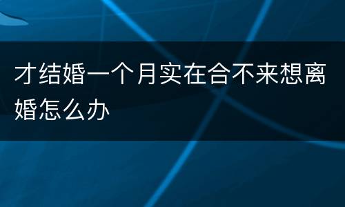 才结婚一个月实在合不来想离婚怎么办