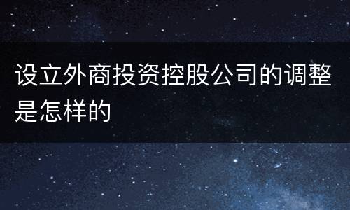 设立外商投资控股公司的调整是怎样的