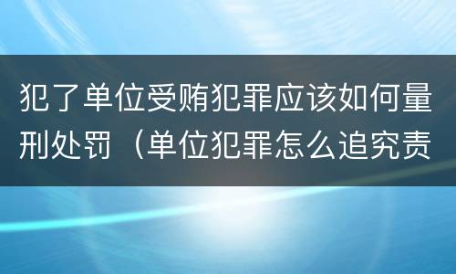 犯了单位受贿犯罪应该如何量刑处罚（单位犯罪怎么追究责任）