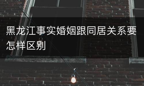 黑龙江事实婚姻跟同居关系要怎样区别