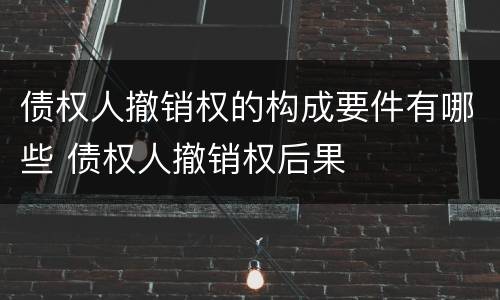 债权人撤销权的构成要件有哪些 债权人撤销权后果