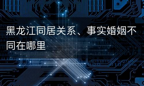 黑龙江同居关系、事实婚姻不同在哪里