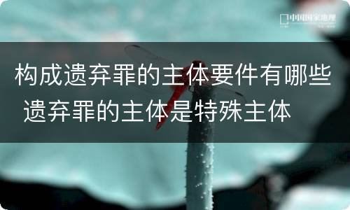 构成遗弃罪的主体要件有哪些 遗弃罪的主体是特殊主体