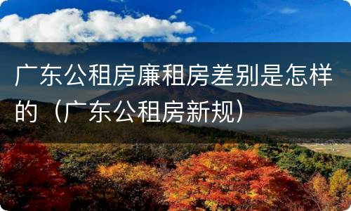 广东公租房廉租房差别是怎样的（广东公租房新规）