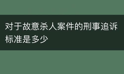 对于故意杀人案件的刑事追诉标准是多少