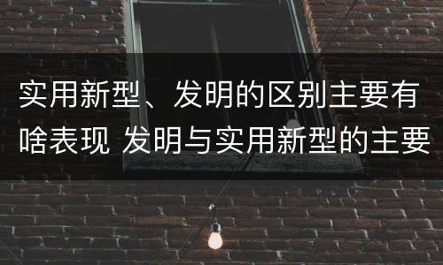 实用新型、发明的区别主要有啥表现 发明与实用新型的主要区别