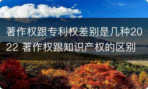 著作权跟专利权差别是几种2022 著作权跟知识产权的区别