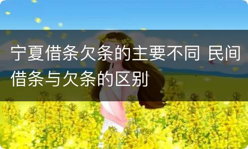 宁夏借条欠条的主要不同 民间借条与欠条的区别