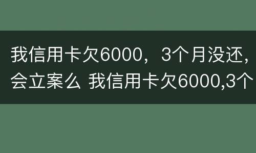 我信用卡欠6000，3个月没还，会立案么 我信用卡欠6000,3个月没还,会立案么吗