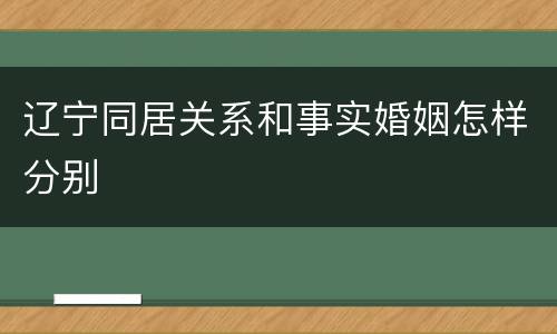 辽宁同居关系和事实婚姻怎样分别