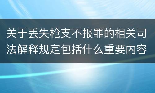 关于丢失枪支不报罪的相关司法解释规定包括什么重要内容