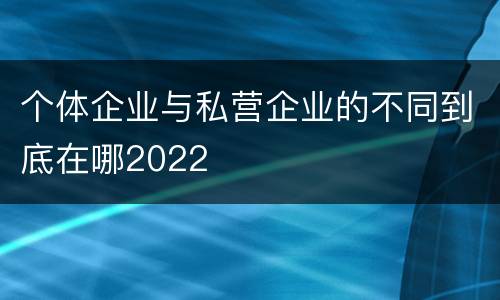 个体企业与私营企业的不同到底在哪2022