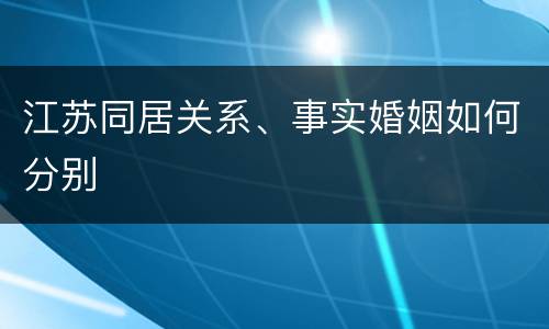 江苏同居关系、事实婚姻如何分别