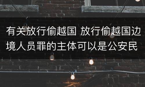 有关放行偷越国 放行偷越国边境人员罪的主体可以是公安民警吗