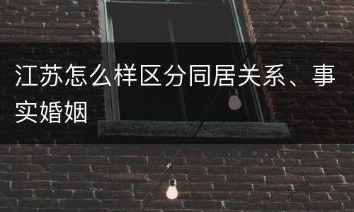 江苏怎么样区分同居关系、事实婚姻