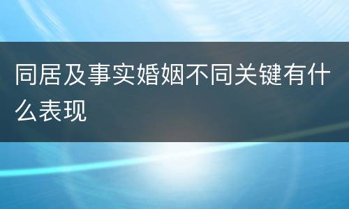 同居及事实婚姻不同关键有什么表现