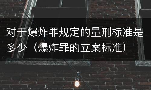 对于爆炸罪规定的量刑标准是多少（爆炸罪的立案标准）