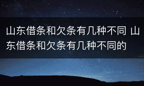 山东借条和欠条有几种不同 山东借条和欠条有几种不同的