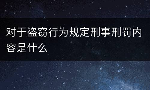 对于盗窃行为规定刑事刑罚内容是什么