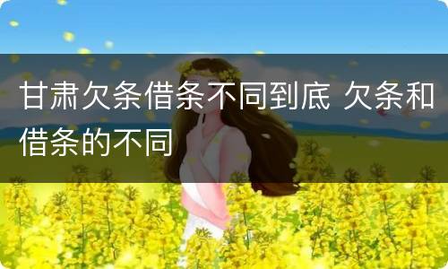 甘肃欠条借条不同到底 欠条和借条的不同