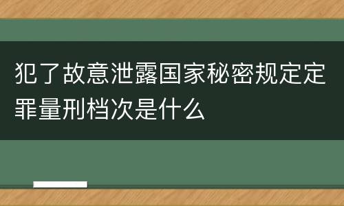 犯了故意泄露国家秘密规定定罪量刑档次是什么