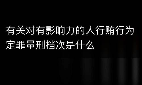 有关对有影响力的人行贿行为定罪量刑档次是什么