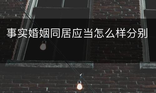 事实婚姻同居应当怎么样分别