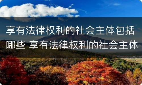 享有法律权利的社会主体包括哪些 享有法律权利的社会主体称为