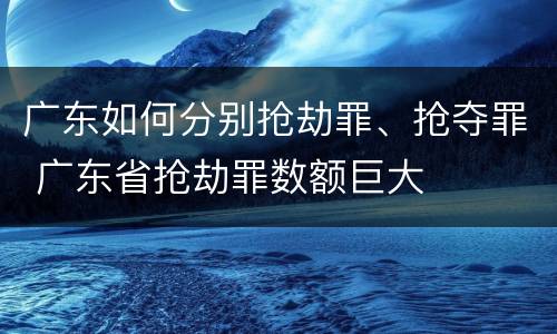 广东如何分别抢劫罪、抢夺罪 广东省抢劫罪数额巨大