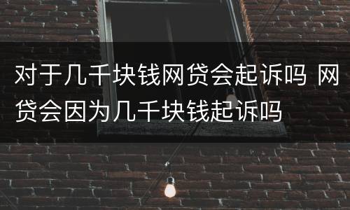 对于几千块钱网贷会起诉吗 网贷会因为几千块钱起诉吗