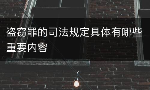 盗窃罪的司法规定具体有哪些重要内容