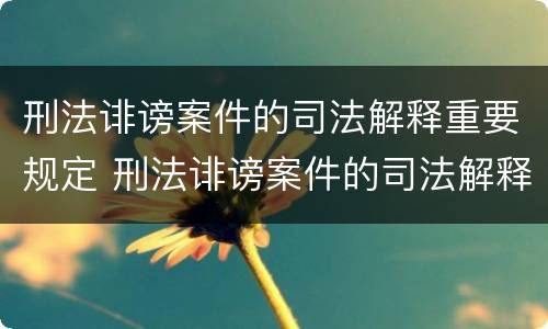 刑法诽谤案件的司法解释重要规定 刑法诽谤案件的司法解释重要规定是什么