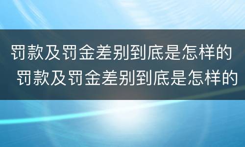 罚款及罚金差别到底是怎样的 罚款及罚金差别到底是怎样的呢