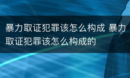 暴力取证犯罪该怎么构成 暴力取证犯罪该怎么构成的