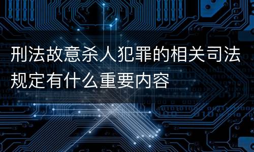 刑法故意杀人犯罪的相关司法规定有什么重要内容