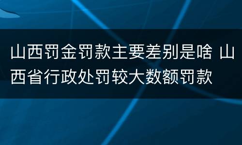 山西罚金罚款主要差别是啥 山西省行政处罚较大数额罚款