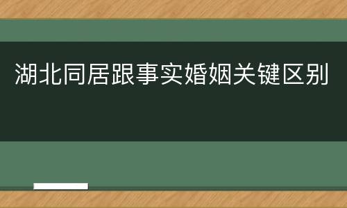 湖北同居跟事实婚姻关键区别