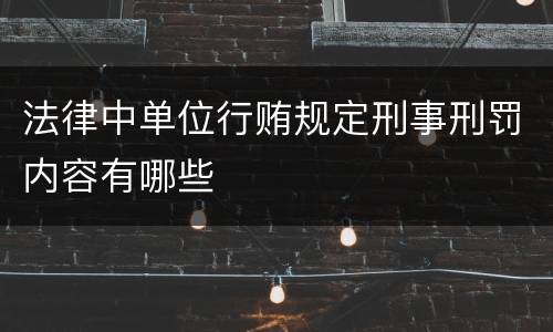 法律中单位行贿规定刑事刑罚内容有哪些