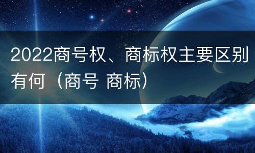 2022商号权、商标权主要区别有何（商号 商标）