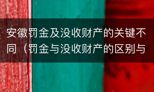 安徽罚金及没收财产的关键不同（罚金与没收财产的区别与联系）