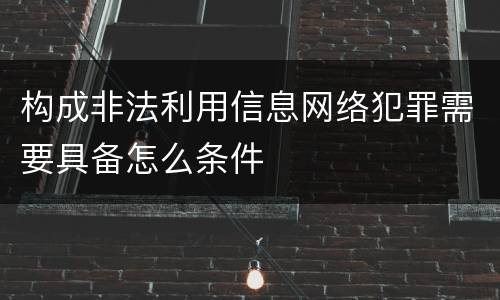 构成非法利用信息网络犯罪需要具备怎么条件