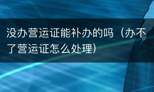 没办营运证能补办的吗（办不了营运证怎么处理）