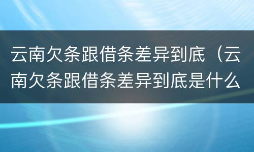 云南欠条跟借条差异到底（云南欠条跟借条差异到底是什么）