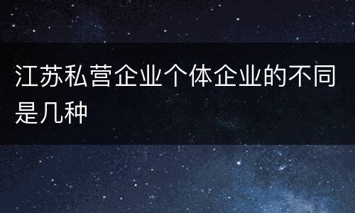 江苏私营企业个体企业的不同是几种