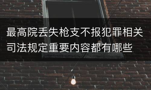 最高院丢失枪支不报犯罪相关司法规定重要内容都有哪些