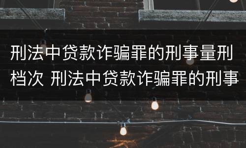 刑法中贷款诈骗罪的刑事量刑档次 刑法中贷款诈骗罪的刑事量刑档次是多少