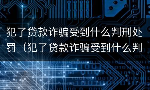 犯了贷款诈骗受到什么判刑处罚（犯了贷款诈骗受到什么判刑处罚呢）